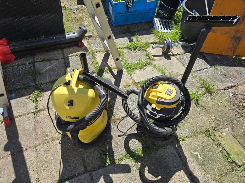 2 bouwstofzuigers: Karcher WD3 & Powerplus compleet, Gebruikt, Ophalen of Verzenden, Waterstofzuiger, Reservoir