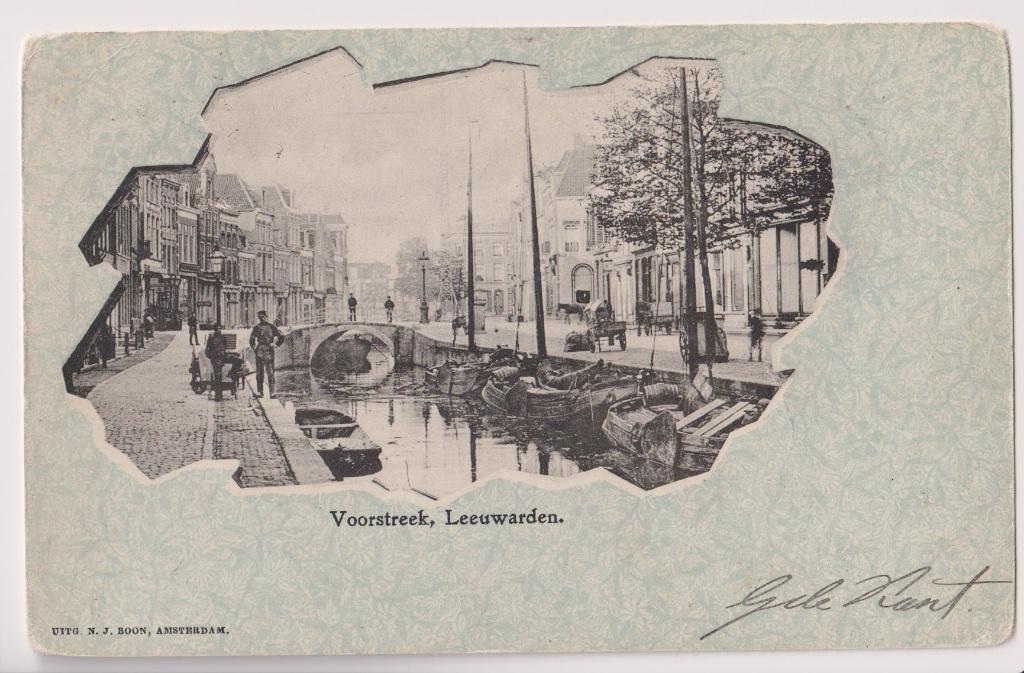 264 Leeuwarden 1901 Voorstreek Winkels Boten Mensen 1901 naa, Verzenden, Voor 1920, Gelopen, Friesland