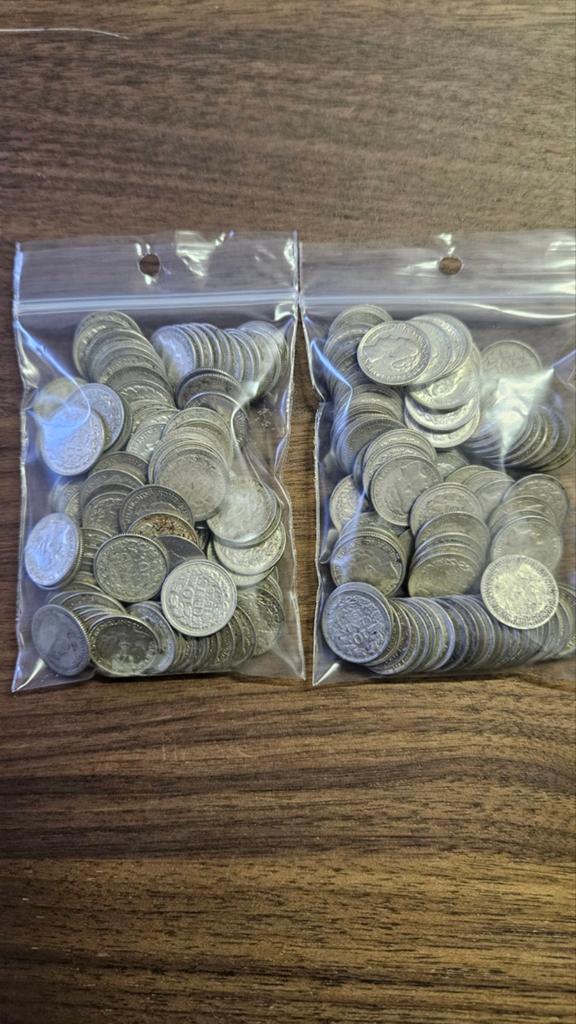 100 x zilveren dubbeltje wilhelmina, Ophalen of Verzenden, Koningin Wilhelmina, 10 cent