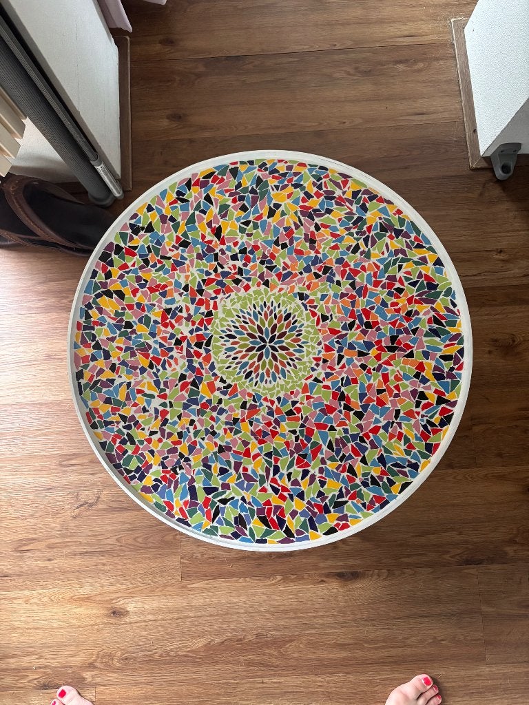 Bijzet tafel, Ophalen, Minder dan 45 cm, Mozaïek, Rond