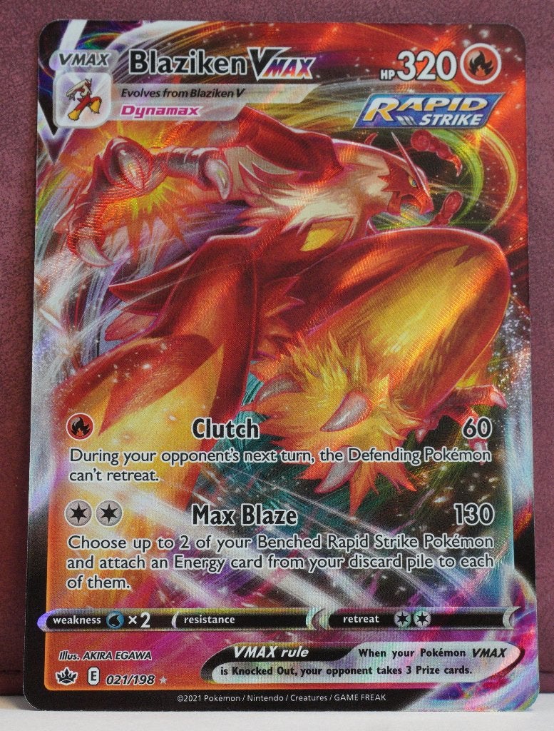 Blaziken VMAX Full Art 021-198 Chillign Reign Pokémon Kaart, Ophalen of Verzenden, Nieuw, Losse kaart