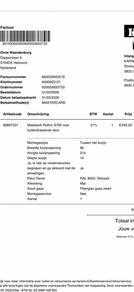 Zwarte hordeur, Ophalen, Hordeur, 200 tot 215 cm