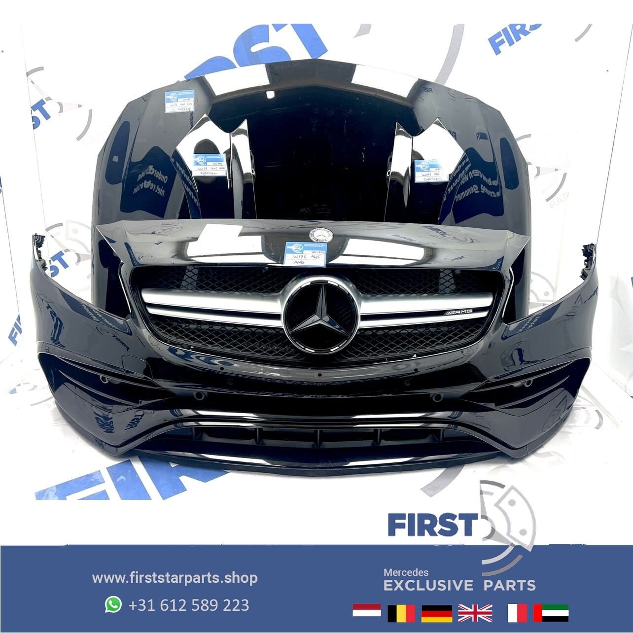 2017 W176 A45 AMG FRONT FACELIFT VOORKOP ZWART Mercedes A 45, Gebruikt, -, Voor, Ophalen of Verzenden