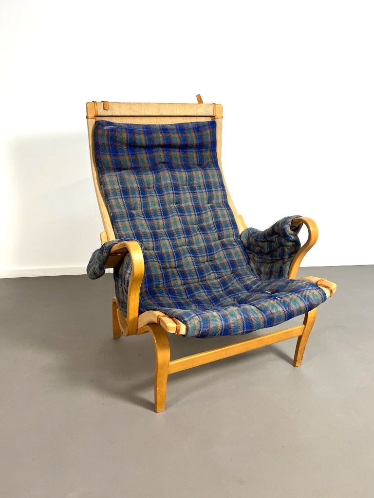 Pernilla 69 loungestoel,Bruno Mathsson,Dux, Zweden, jaren 70, Huis en Inrichting, Ophalen, Gebruikt, 75 tot 100 cm