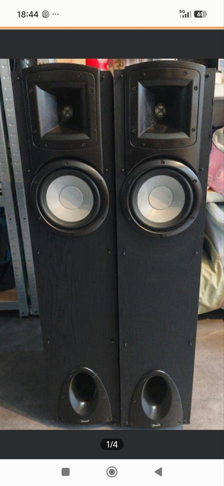 Klipsch Synergy F-10 Zwarte Vloerstaande Luidsprekers, Ophalen, Gebruikt, 60 tot 120 watt, Overige merken