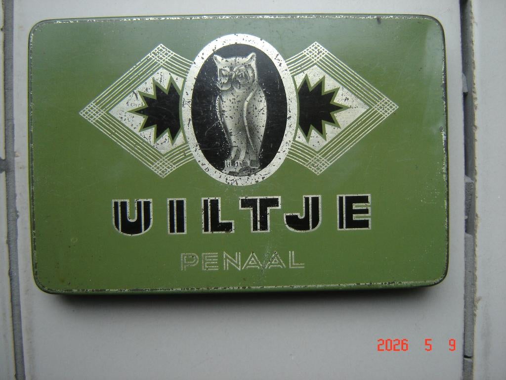 Uiltje Penaal,10 sigaren Amarillo,fraai oud blik,kleur groen, Verzamelen, Ophalen of Verzenden, Zo goed als nieuw, Overige, Overige merken