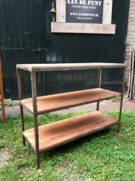 Oud Vintage Industrieel Rek Wandkast Wandrek Kast, Ophalen of Verzenden, N, T, V