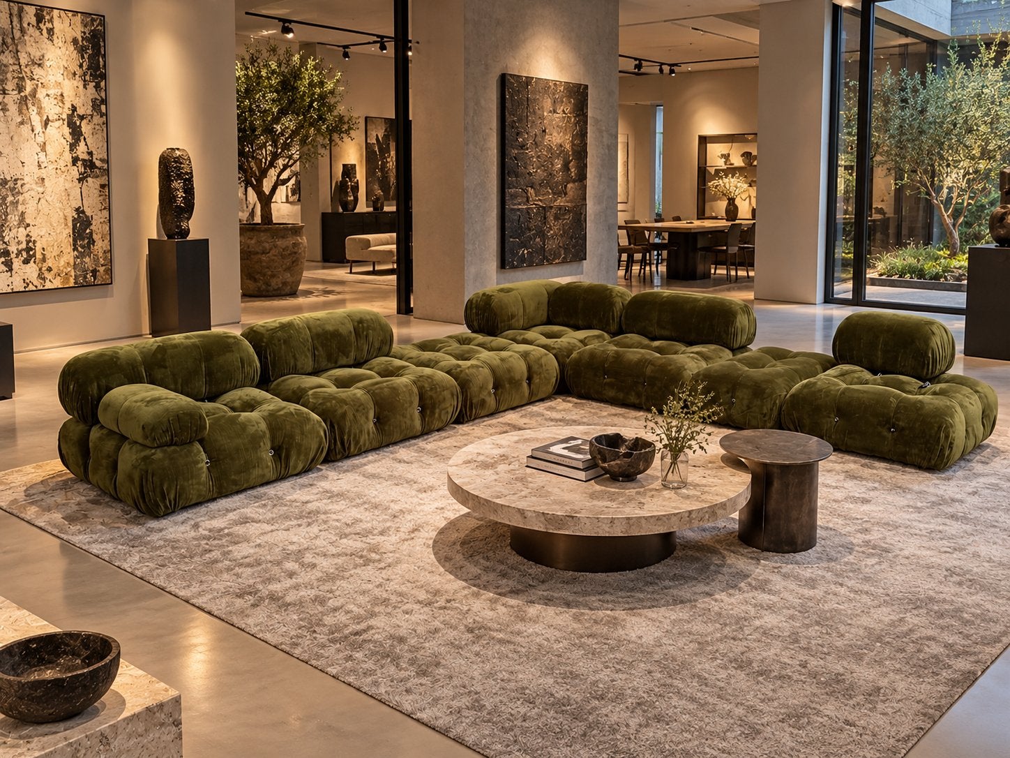 B&B italia Camaleonda stof Enia kleur Mosgroen 14 elementen, 9723 CA, B&B Italia, 75 tot 100 cm, Nieuw