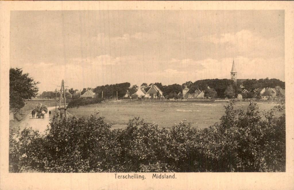 Midsland - Dorpsgezicht - Kerk, Ophalen of Verzenden, Voor 1920, Ongelopen, Friesland