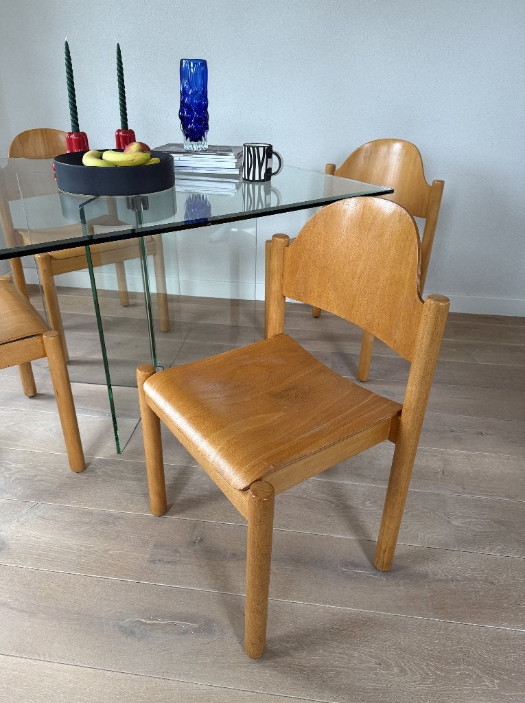 Glazen eettafel "Leon Rosen" style facet geslepen tafel glas, Huis en Inrichting, Tafels | Eettafels, Ophalen, Vierkant, Modern minimalistisch design retro vintage italiaans