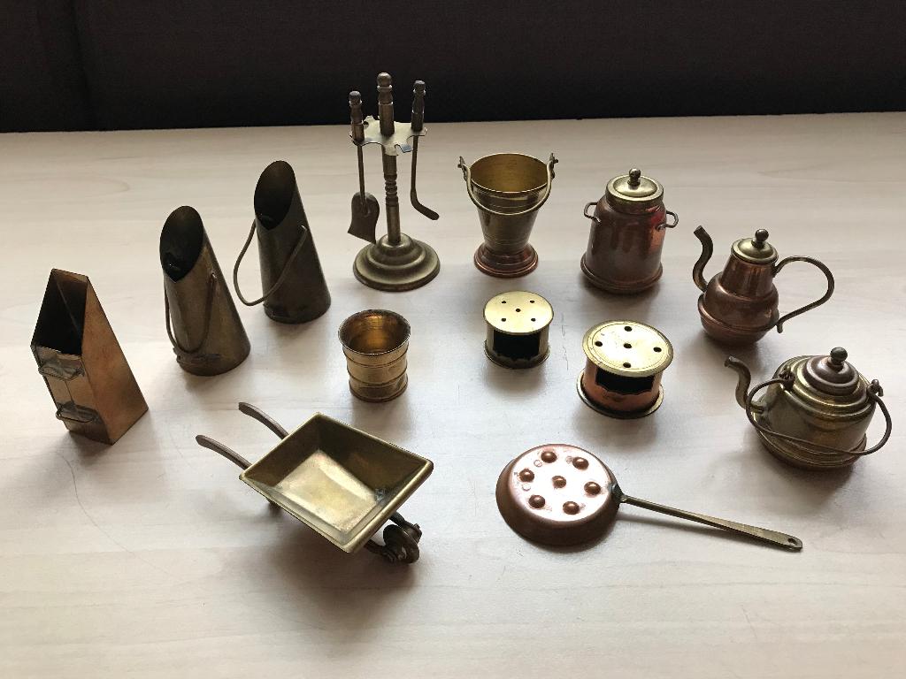 Miniatuur koper/roodkoper kruiwagen stoof ketel e a, Antiek en Kunst, Antiek | Koper en Brons, Ophalen of Verzenden, Koper