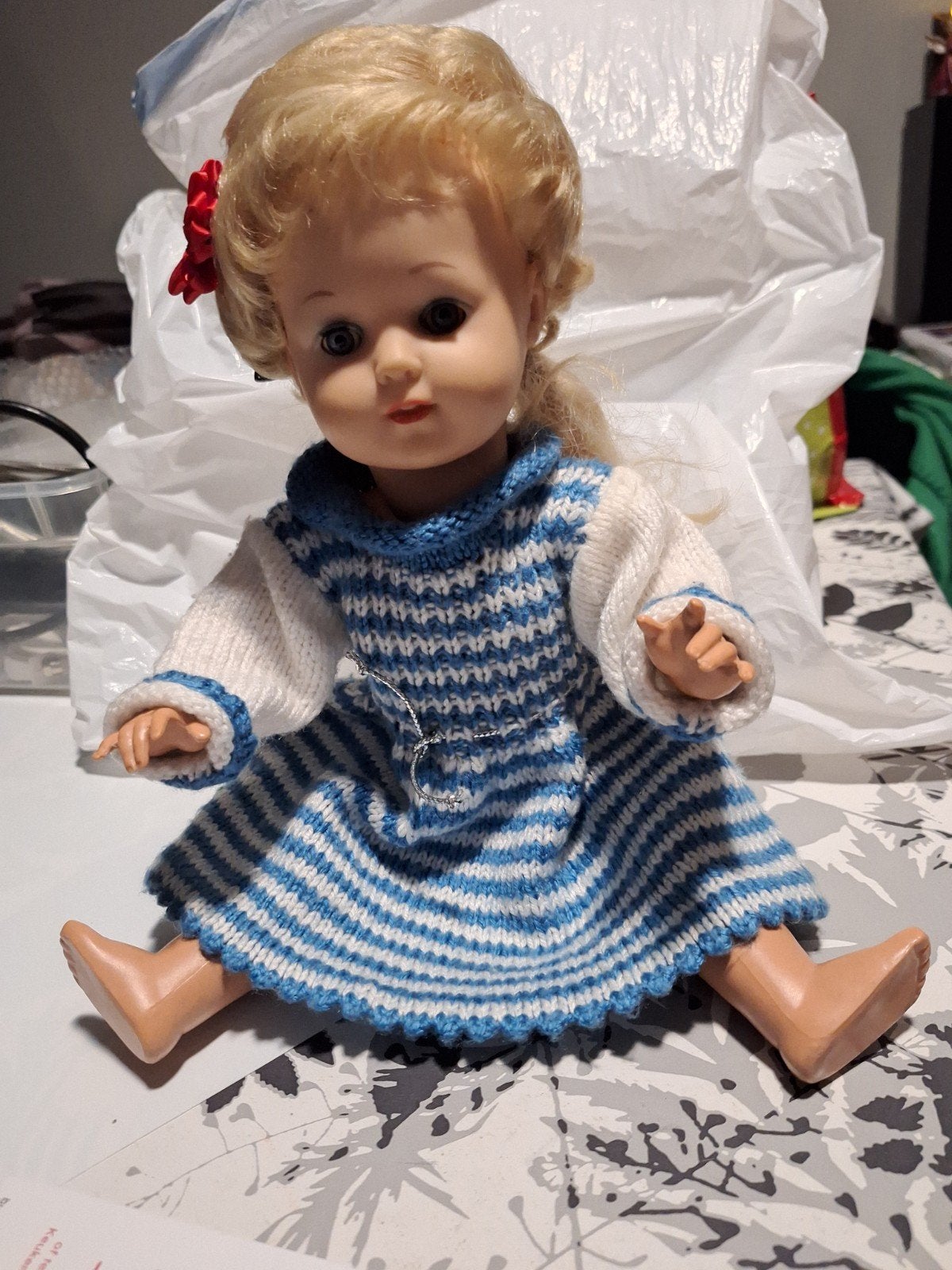 Oude Pop Met Elastiek. Germany. 40 Cm., Verzamelen, Ophalen of Verzenden, Pop