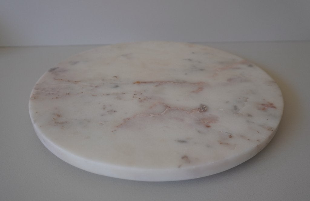 Marmeren draaiplateau snijplank zeer goede staat 30 cm, Beige, Gebruikt, Snij-/serveerplank, Ophalen of Verzenden