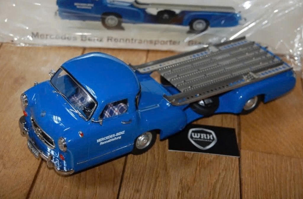 1:18 MERCEDES RENNTRANSPORTER blue Iscale in box WRH, Verzenden, Zo goed als nieuw, Auto, Overige merken
