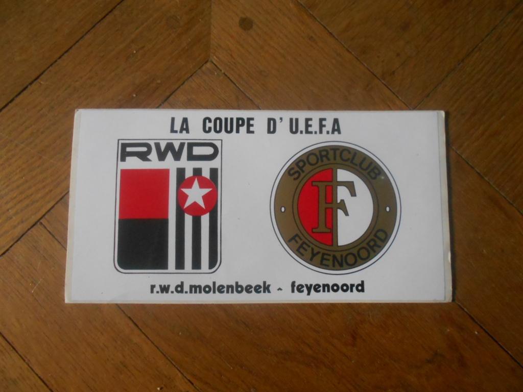 Sticker UEFA-CUP 1977  RWDM-Feyenoord, Verzamelen, Verzenden, Zo goed als nieuw, Feyenoord, Poster, Plaatje of Sticker