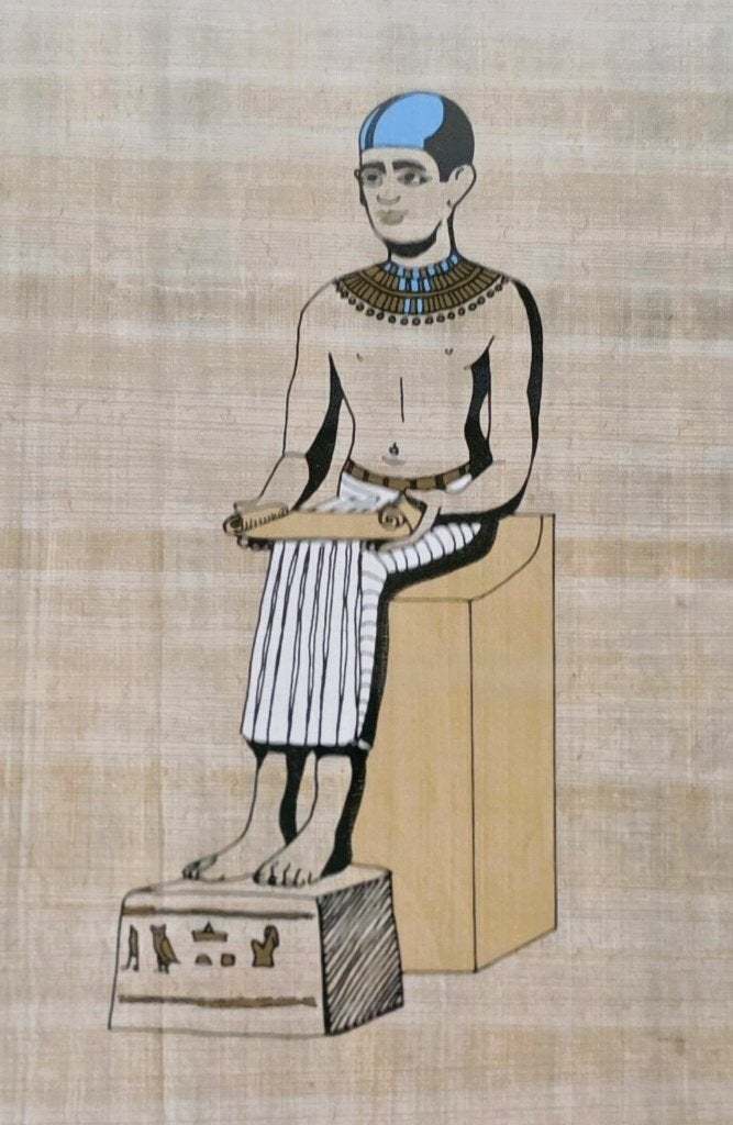 Papyrus God Imhotep - met certificaat., Ophalen of Verzenden