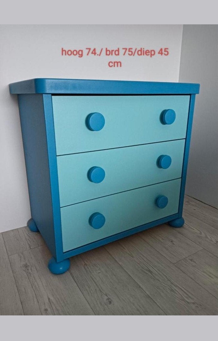 Blauw lade kastje kids, Ophalen, Minder dan 50 cm, Minder dan 75 cm