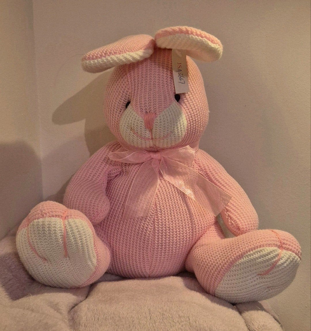 Grote roze gebreide knuffel konijn -nieuw!, Ophalen, Overige merken, Overige karakters, Met label