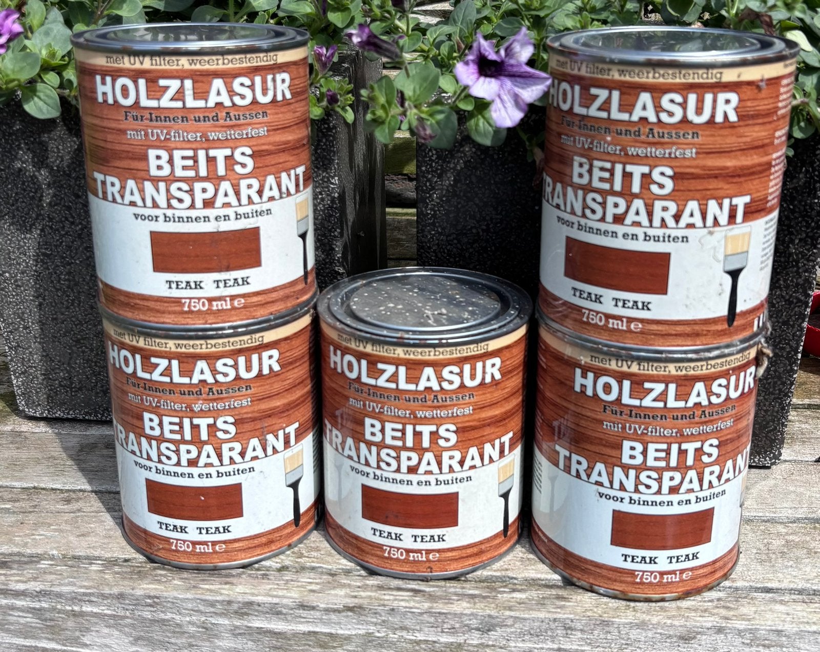 Holzlasur Beits Transparant Teak 750ml (5 stuks), Ophalen, Bruin, Nieuw, Beits