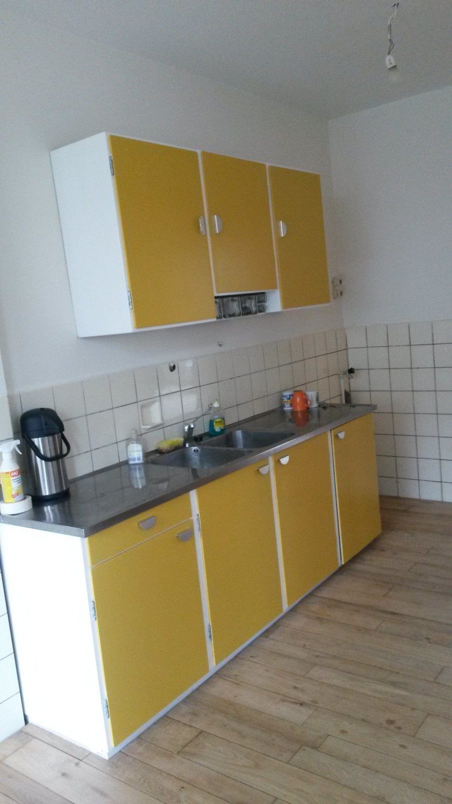 Vintage Piet Zwart Bruynzeel Keuken - Geel met RVS blad, Ophalen, Gebruikt, Geel, Enkelwandige keuken