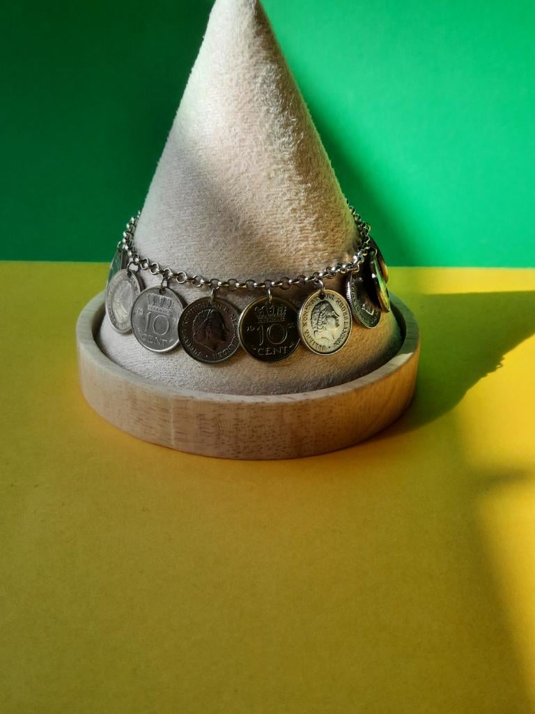 Juliana Dubbeltjes Armband. Max lengte 20cm, Ophalen of Verzenden, Zo goed als nieuw, Zilver, Staal