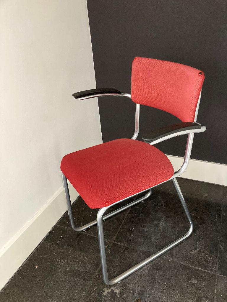 Ahrend design buissledestoel de Cirkel jaren 60, Ophalen, Gebruikt, Rood, Bureaustoel
