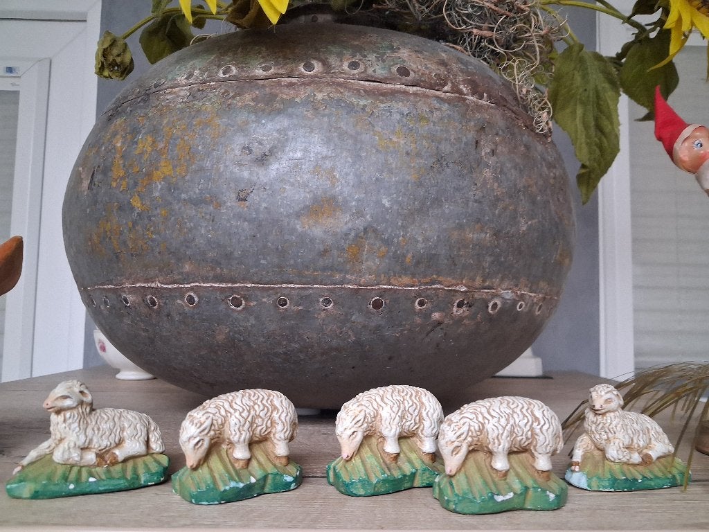 5 nostalgische oude kerstgroep schaapjes, Diversen, Kerst, Ophalen, Gebruikt
