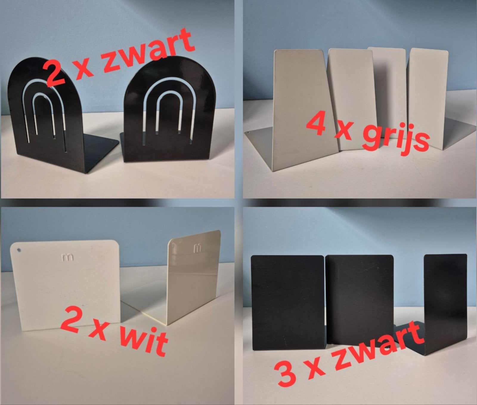 11 metalen boekensteunen, Ophalen of Verzenden