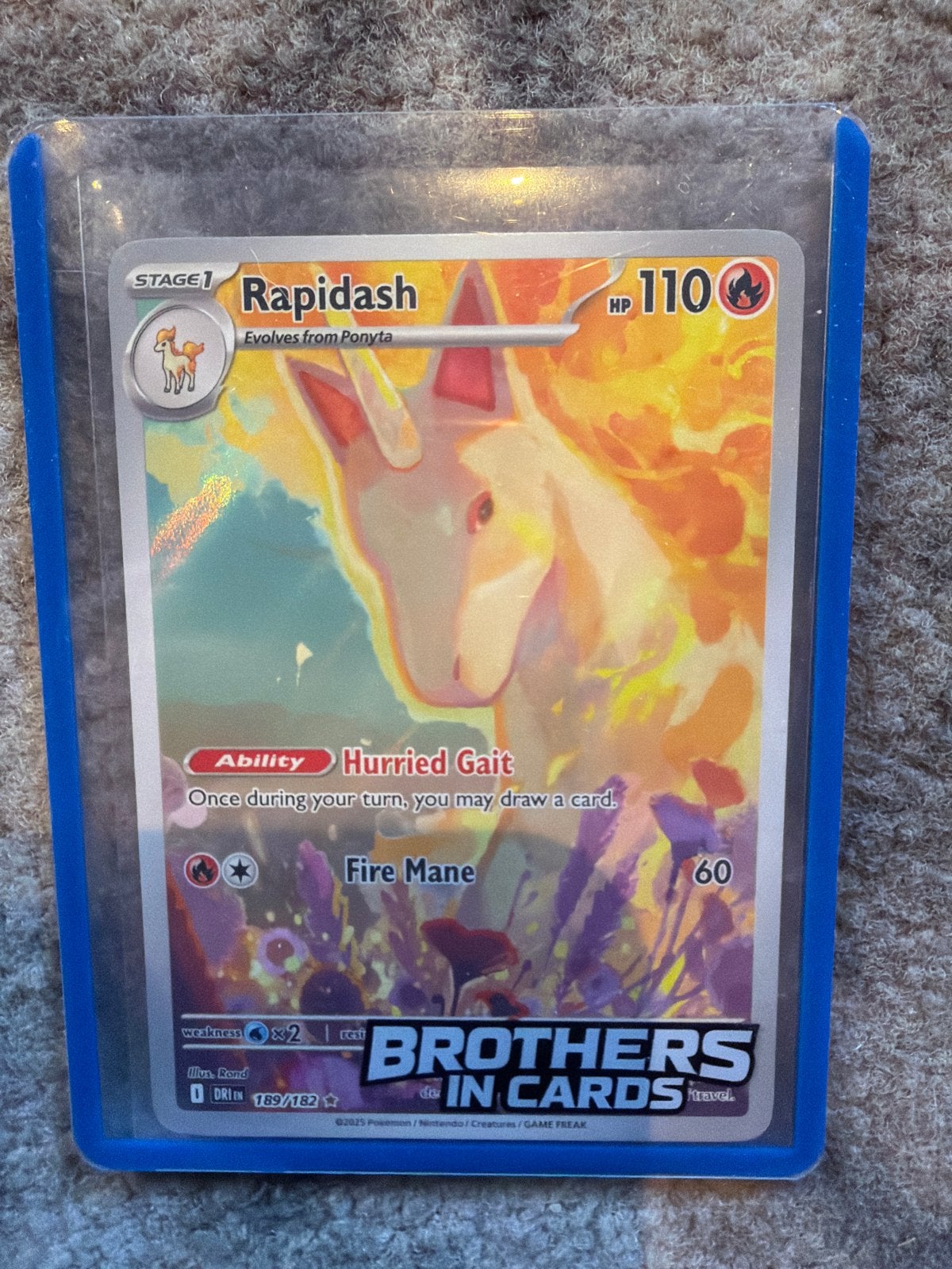 Rapidash 189/182 Full Art Pokemon Kaart, Ophalen, Zo goed als nieuw, Losse kaart, Foil