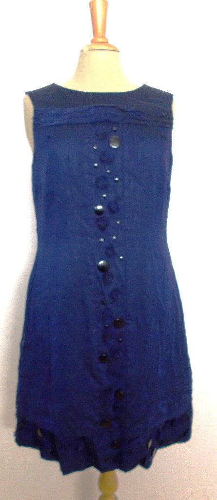 Apart blauw bewerkt jurkje van Vera Mont! M, Maat 38/40 (M), Zo goed als nieuw, Boven de knie, Verzenden