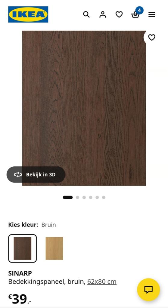 Ikea Sinarp Bedekkingspaneel Bruin 62x80 cm, Huis en Inrichting, Ophalen of Verzenden, Zo goed als nieuw