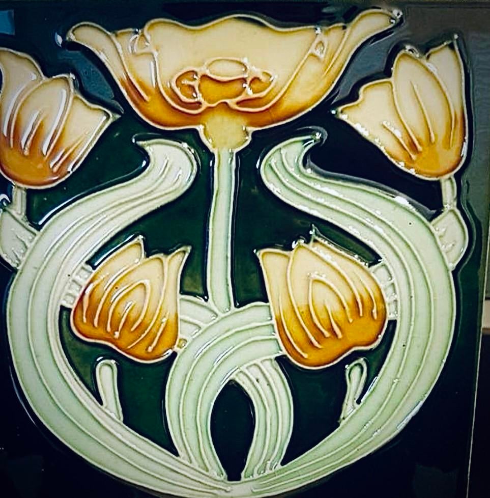 10x WANDTEGELS Tulpen Antiek 1920s JUGENDSTIL Art-Nouveau, Ophalen of Verzenden