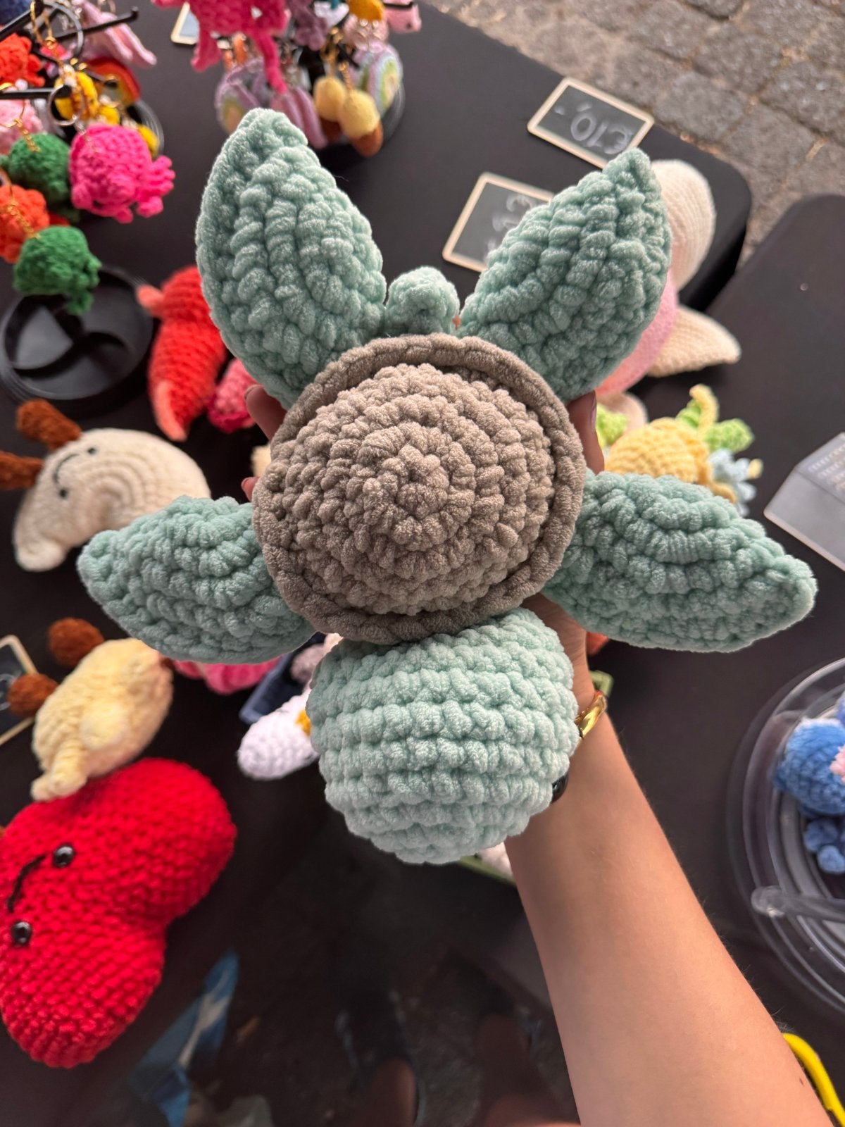 Gehaakte mintgroene schildpad knuffel, Groen, Overige merken, Overige typen, Nieuw