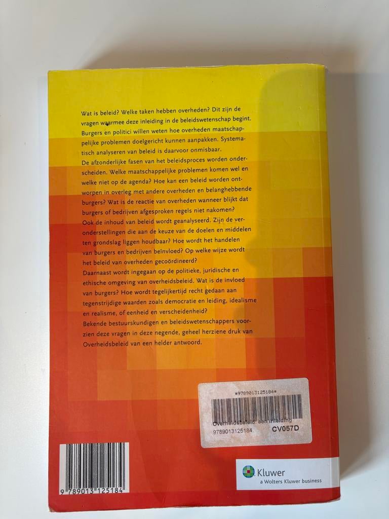 Overheidsbeleid - Inleiding beleidswetenschap (9e druk), Ophalen of Verzenden, Gelezen, Politiek en Staatkunde, Nederland