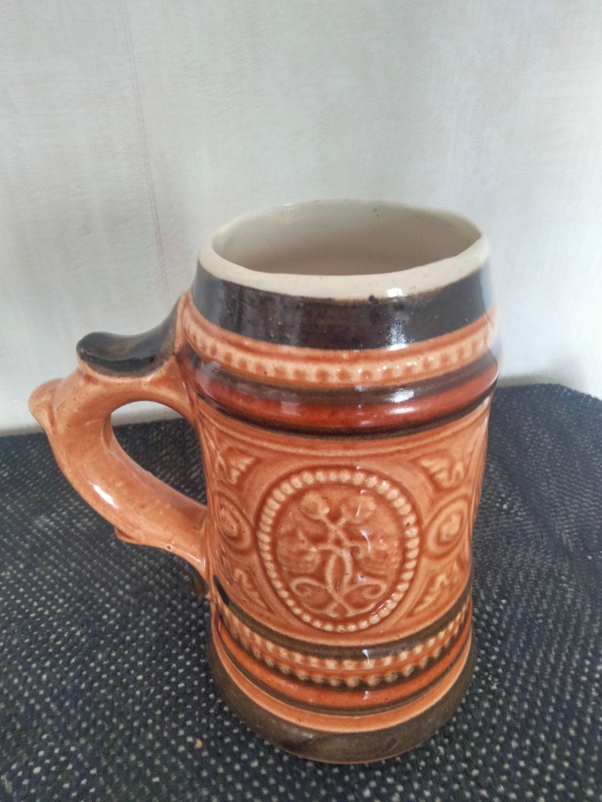 Vintage Duits Bierpul met Reliëf en Handvat, Antiek en Kunst, Ophalen of Verzenden