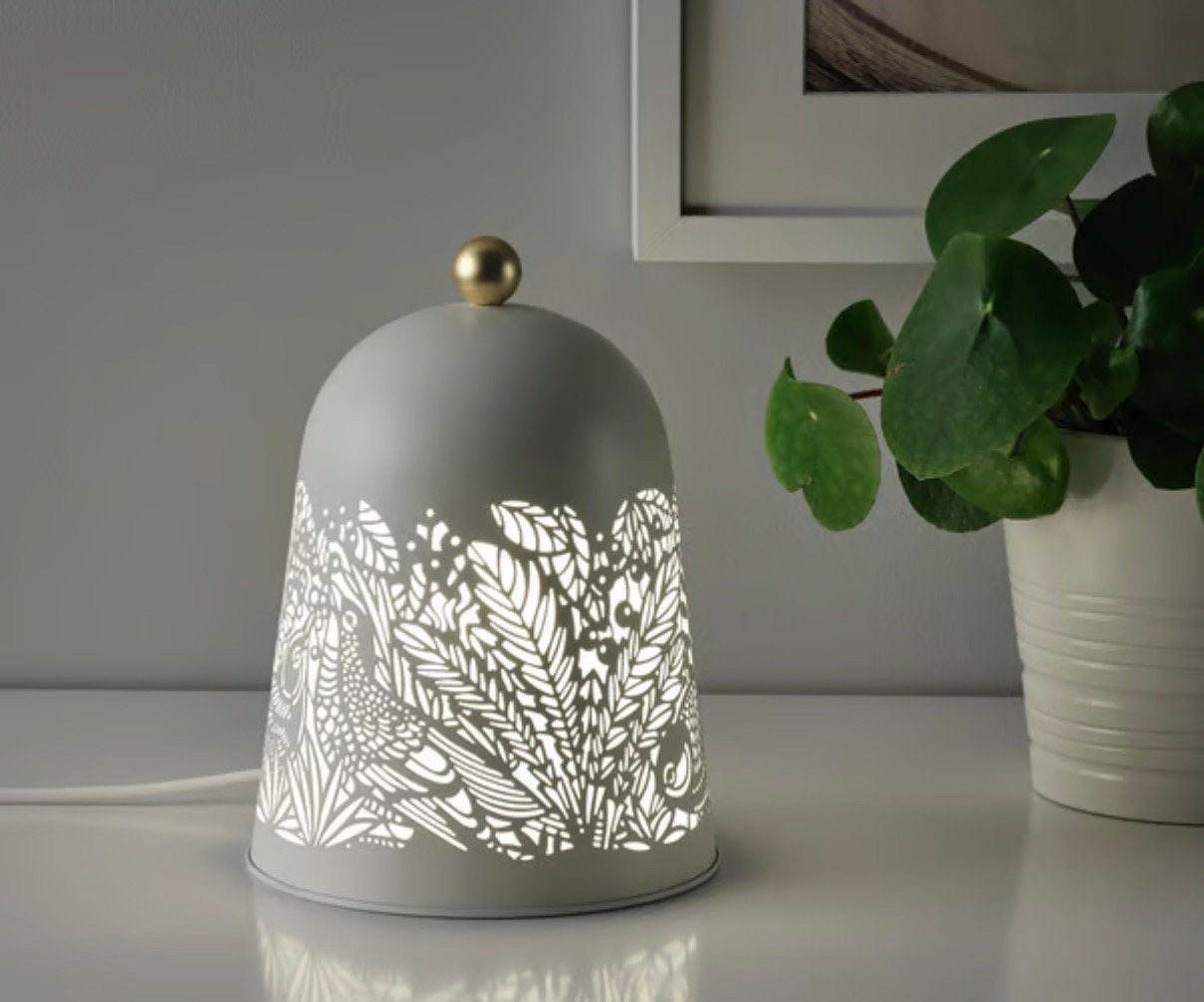 IKEA Solskur LED tafellamp met decoratief patroon, LED verlichting, Ophalen of Verzenden, IKEA, Metaal
