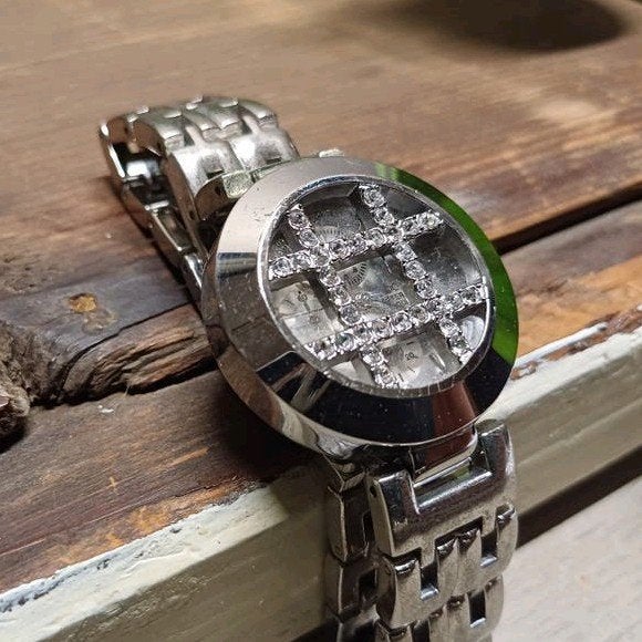 OOZOO LOOKALIKE-MODEL ZILVER MET STRASS-STEENTJES, Sieraden, Tassen en Uiterlijk, Overige merken, Staal, Staal, Polshorloge