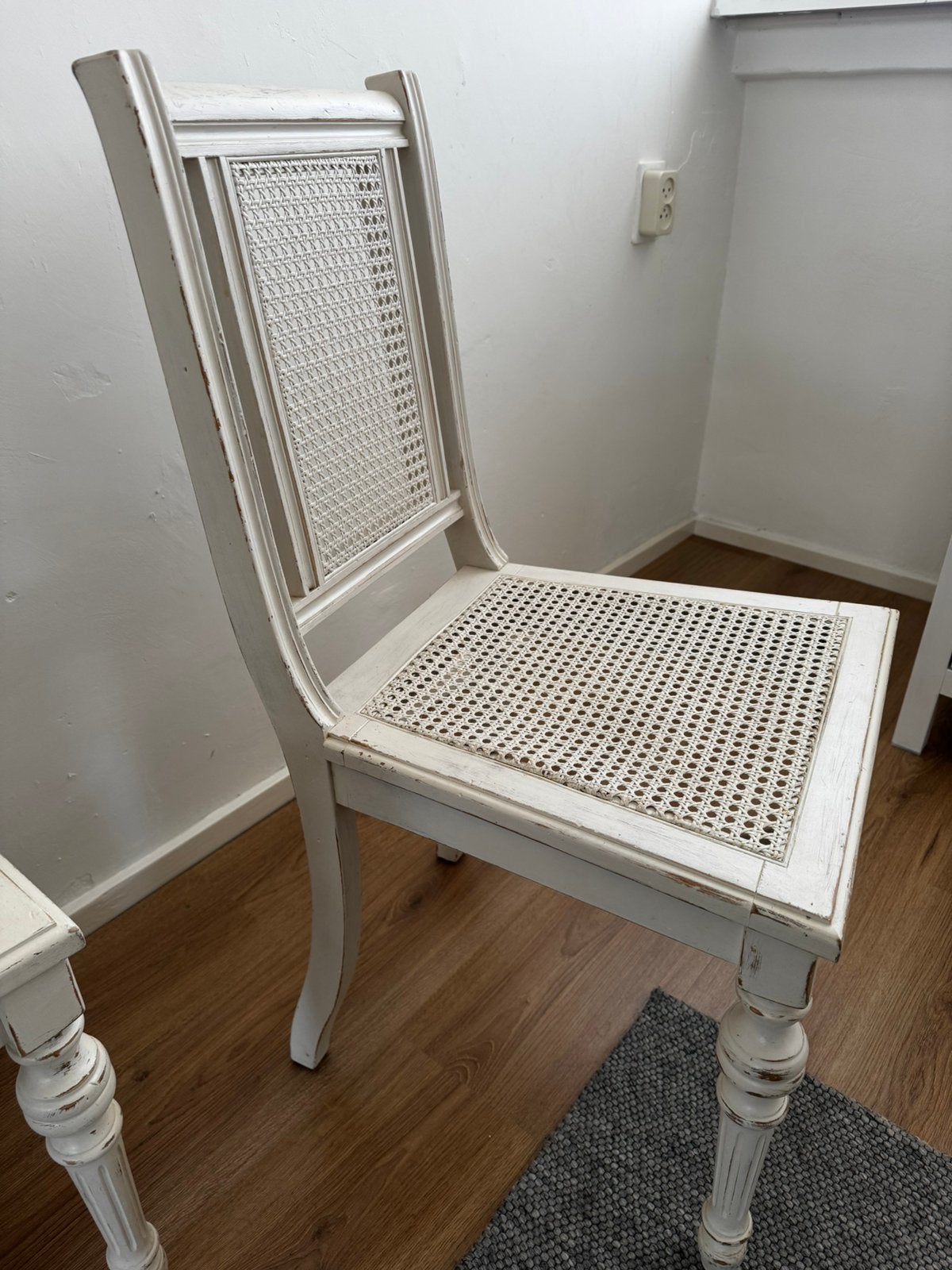 Set van 4 Brocante Stoelen – Landelijke uitstraling, Huis en Inrichting, Stoelen, Ophalen, Wit, Hout, Vier