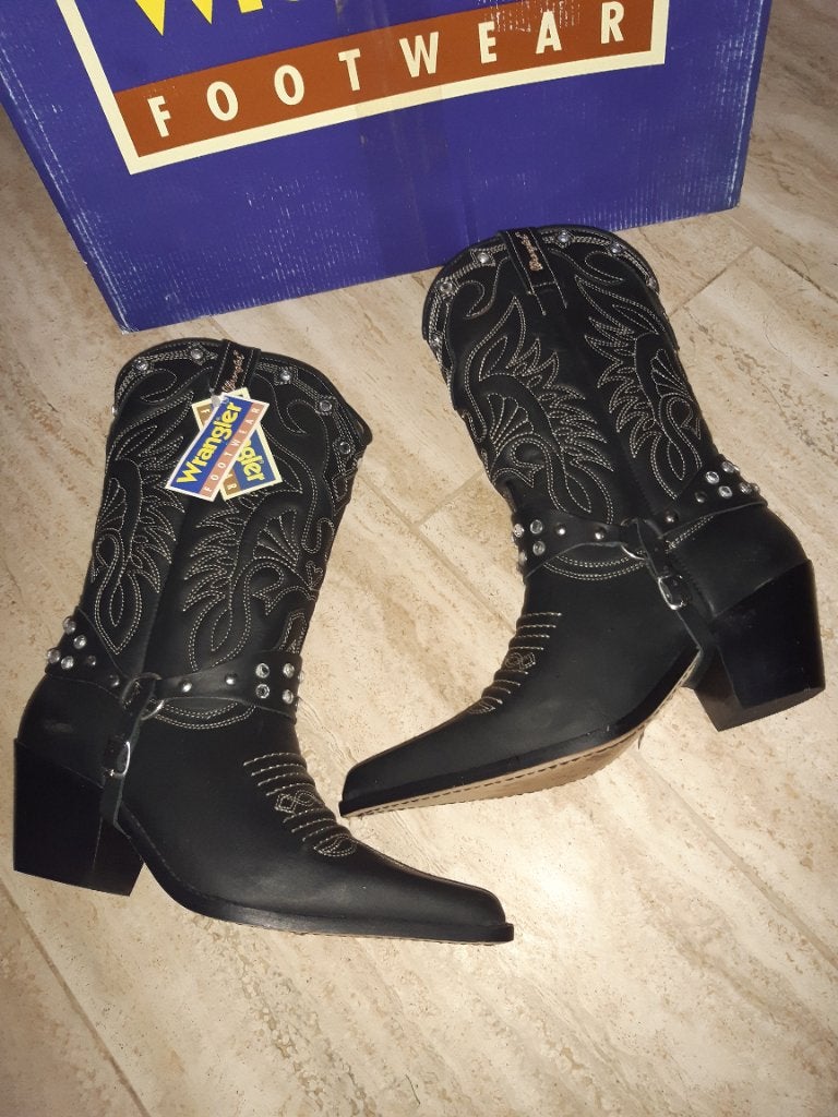 NIEUWE WRANGLER LEREN WESTERN LAARZEN.  MAAT 37, Hoge laarzen, Zwart, Nieuw, Wrangler