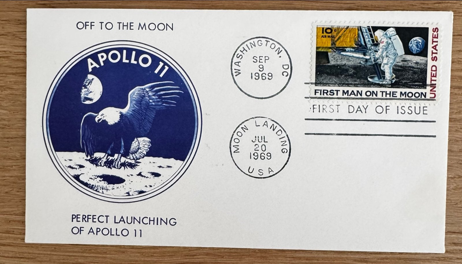 Apollo 11 FDC USA - Eerste Dag Uitgifte (juli/sept 1969), Ophalen of Verzenden, 1960 tot 1980, Ongelopen, Buiten Europa