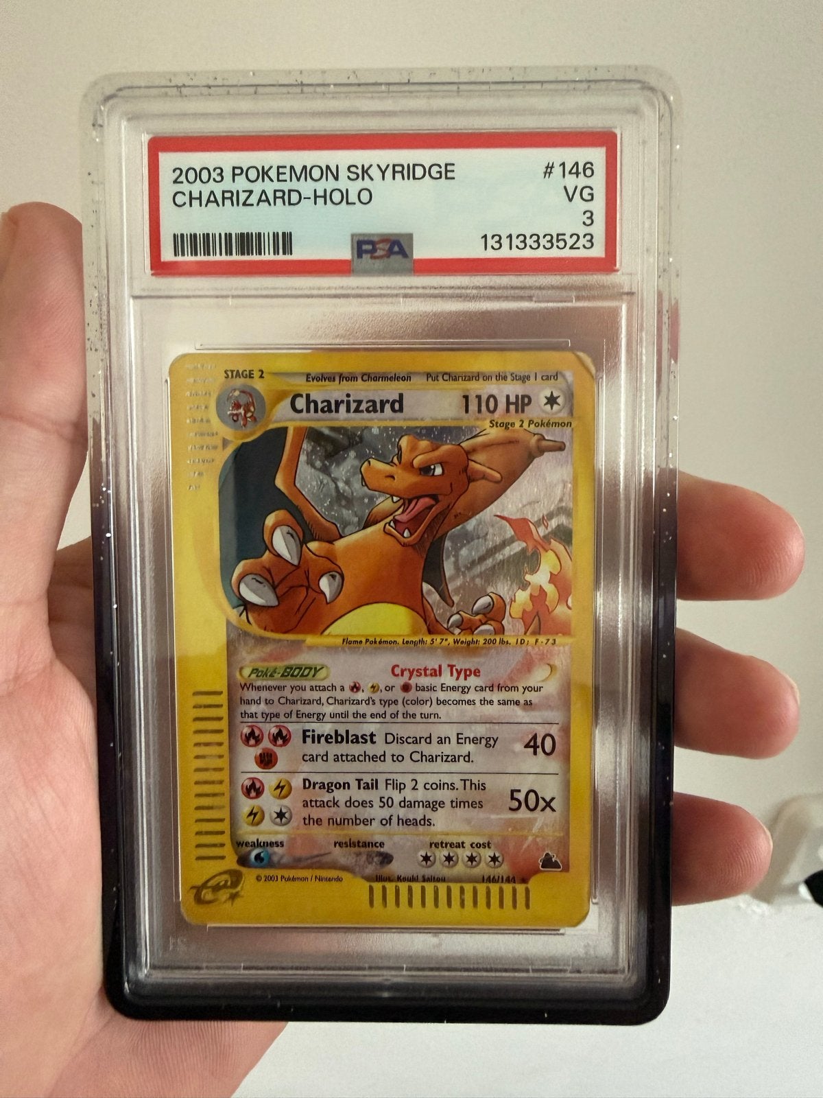 Skyridge Charizard-Holo PSA 3 te koop/trade, Ophalen, Gebruikt, Losse kaart, Foil