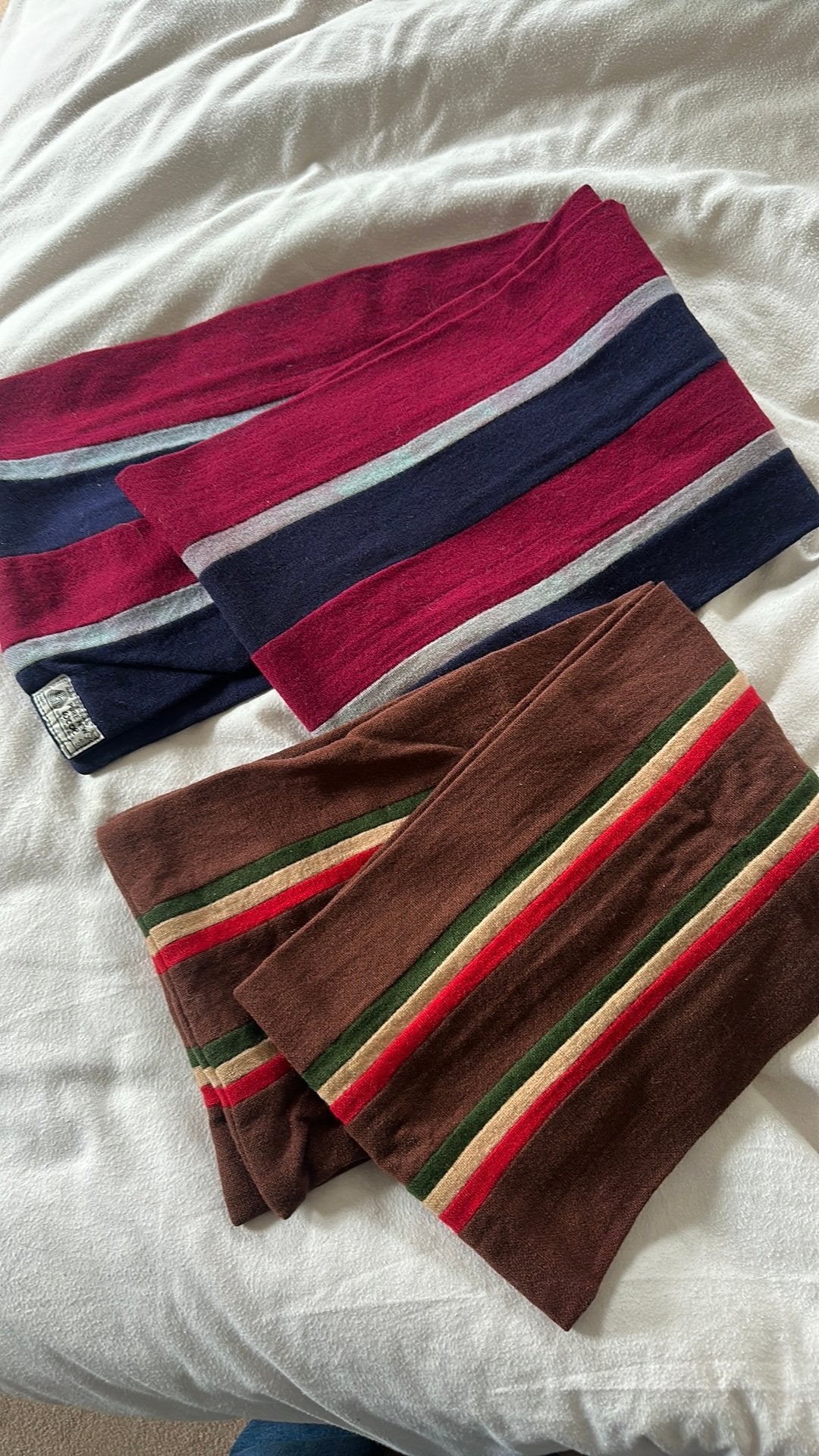 Vintage UK college shawls sjaal wol blauw en bruine, Verzenden, Gedragen, Overige maten, Sjaal