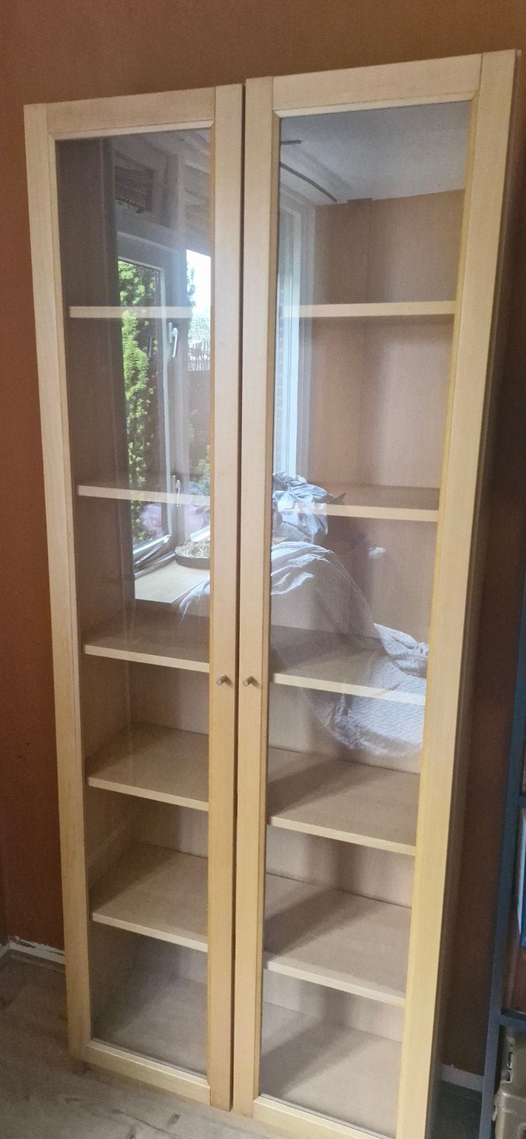 Billy met oxberg Vitrine Deuren, Beukenkleur, Ophalen, 50 tot 100 cm, 25 tot 50 cm, Gebruikt