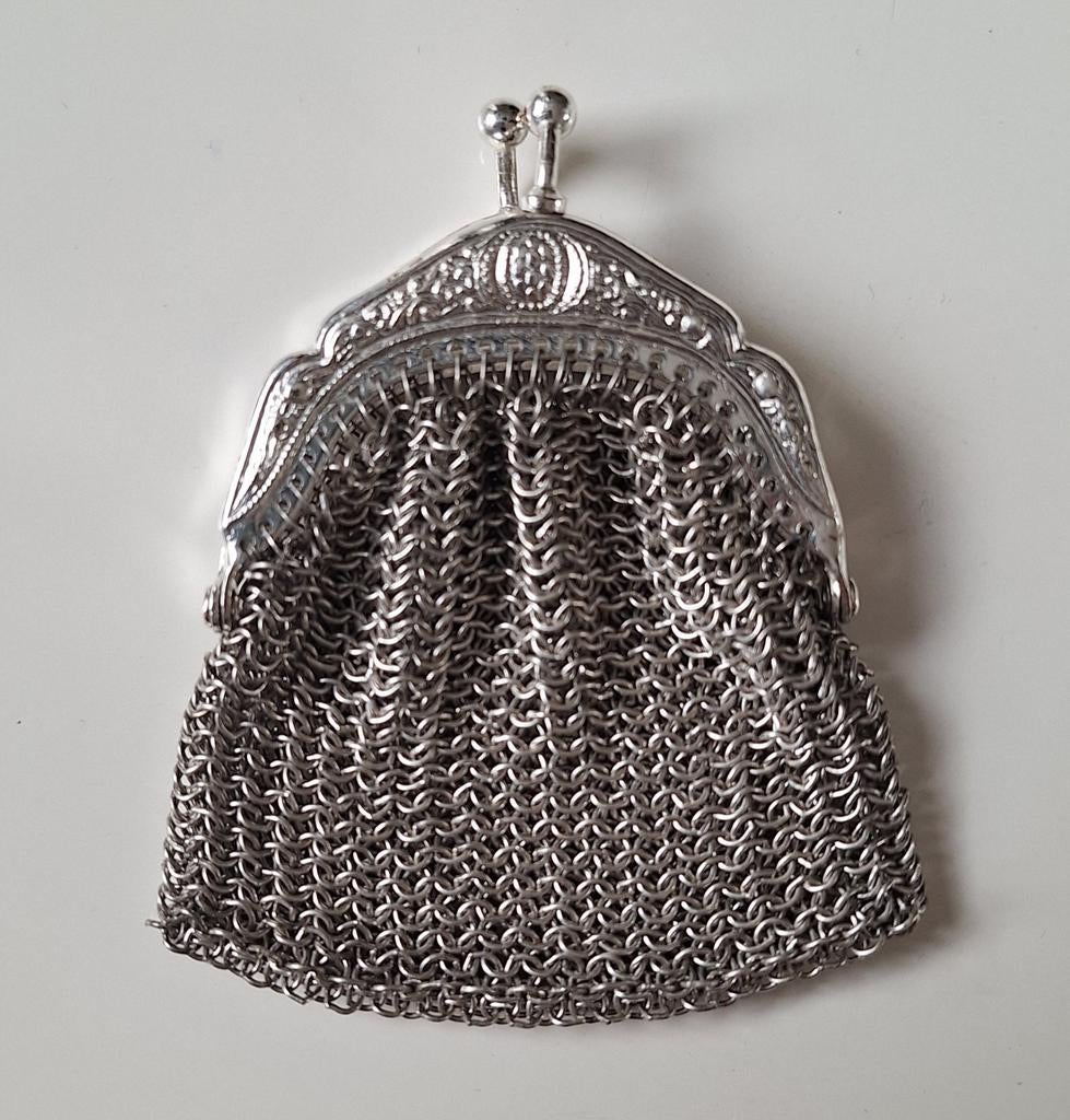 Antiek Zilveren maliënkolder beursje, Antiek en Kunst, Ophalen of Verzenden, Zilver