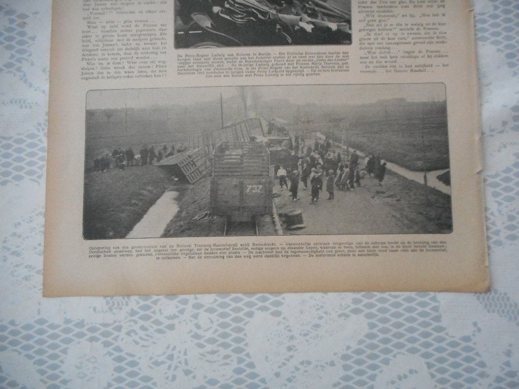 Barendrecht. Trein ontspoord. 1913., Verzamelen, Spoorwegen en Tramwegen, Ophalen of Verzenden, Gebruikt, Tram, Kaart of Prent