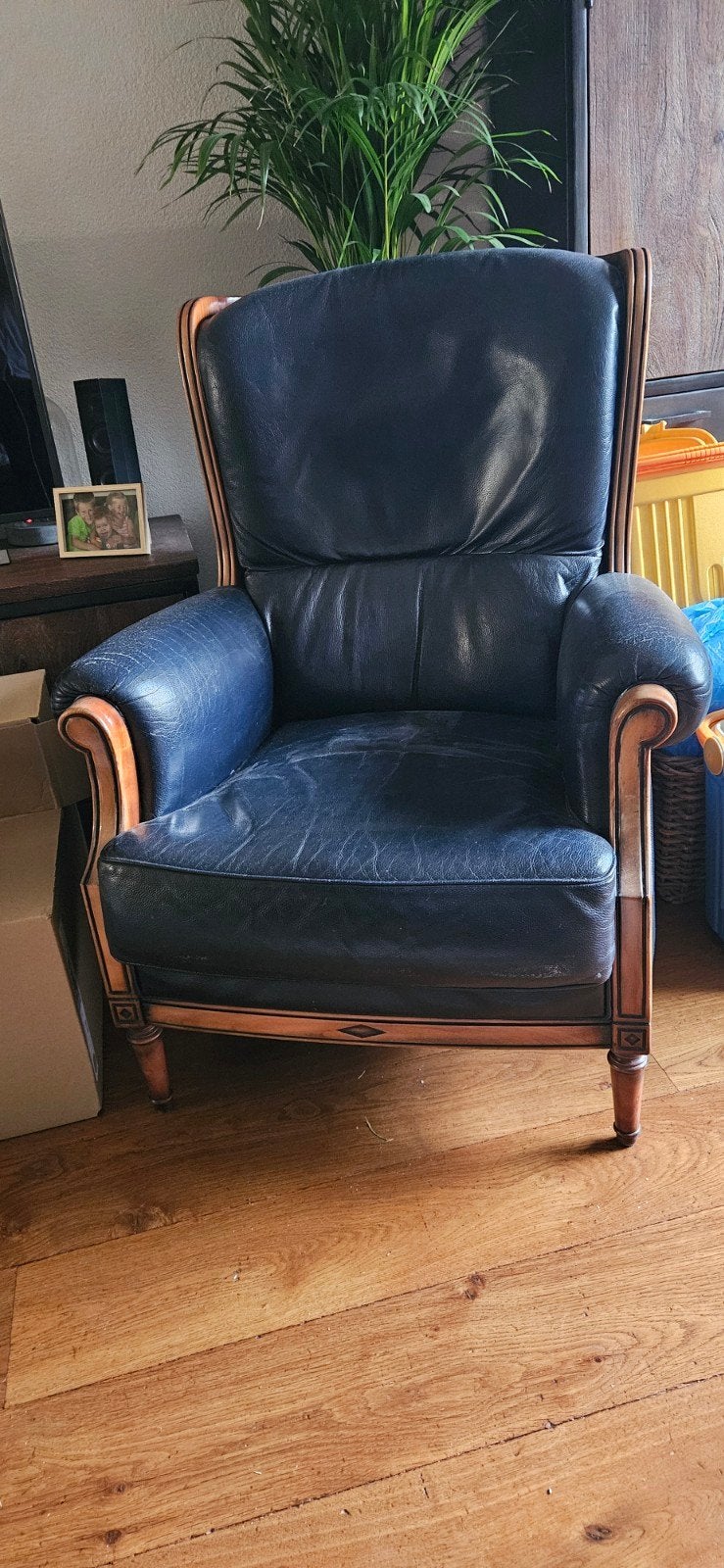 Mooie grote blauwe fauteuil, Ophalen, 50 tot 75 cm