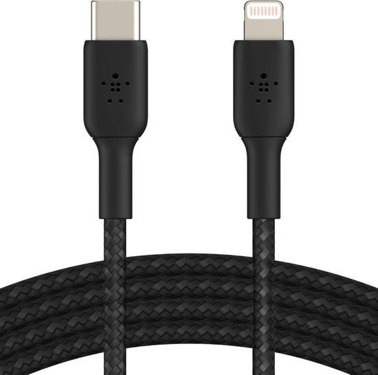 belkin boostcharge usb c to lightning braided cable 2m, Ophalen of Verzenden, Minder dan 2 meter, HDMI-kabel, Belkin
