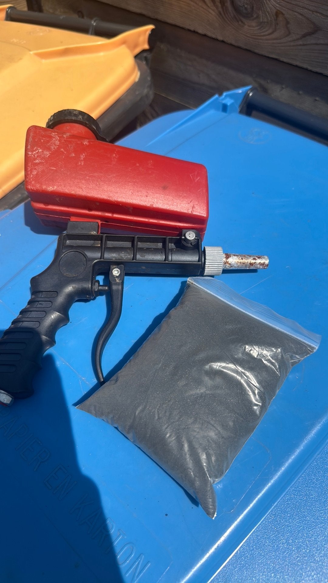 Zand straal gun, Ophalen, Nieuw