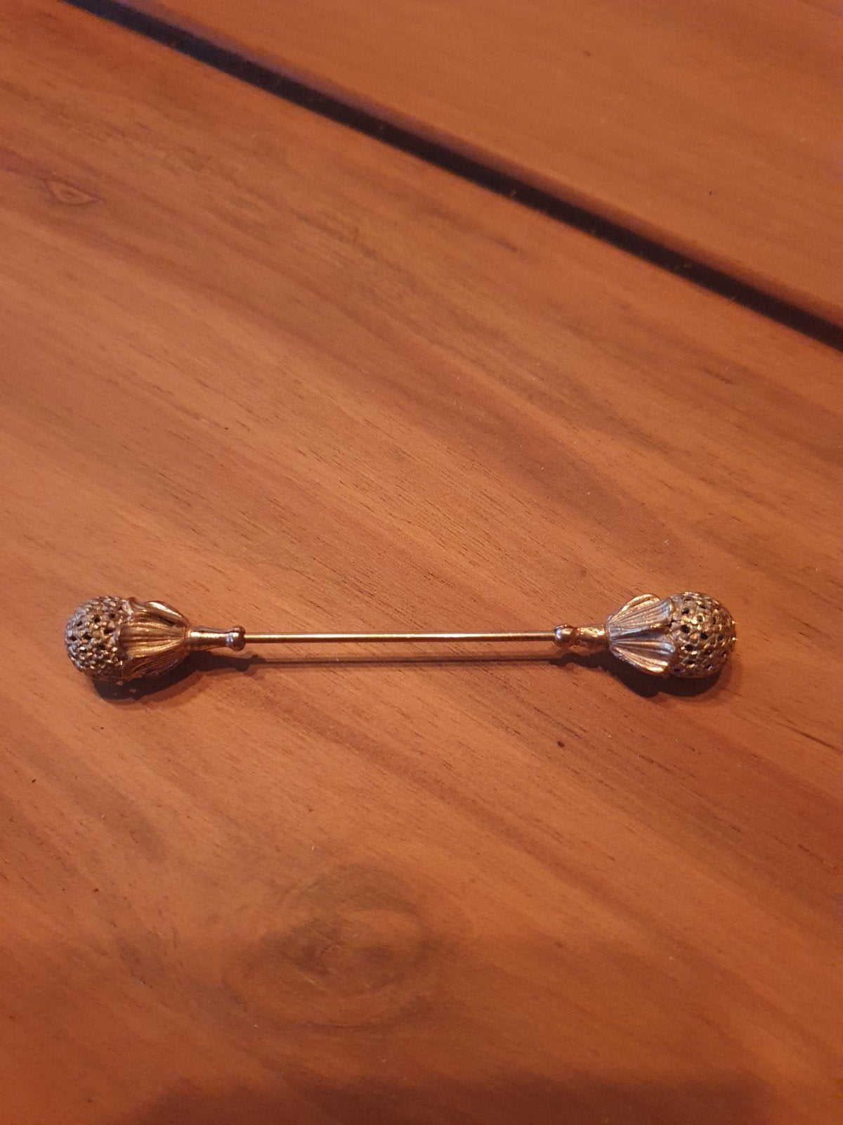 Antieke gouden boord/haar speld gedetailleerd ontwerp, Overige materialen, 4 tot 7 cm, Gebruikt, Ophalen of Verzenden