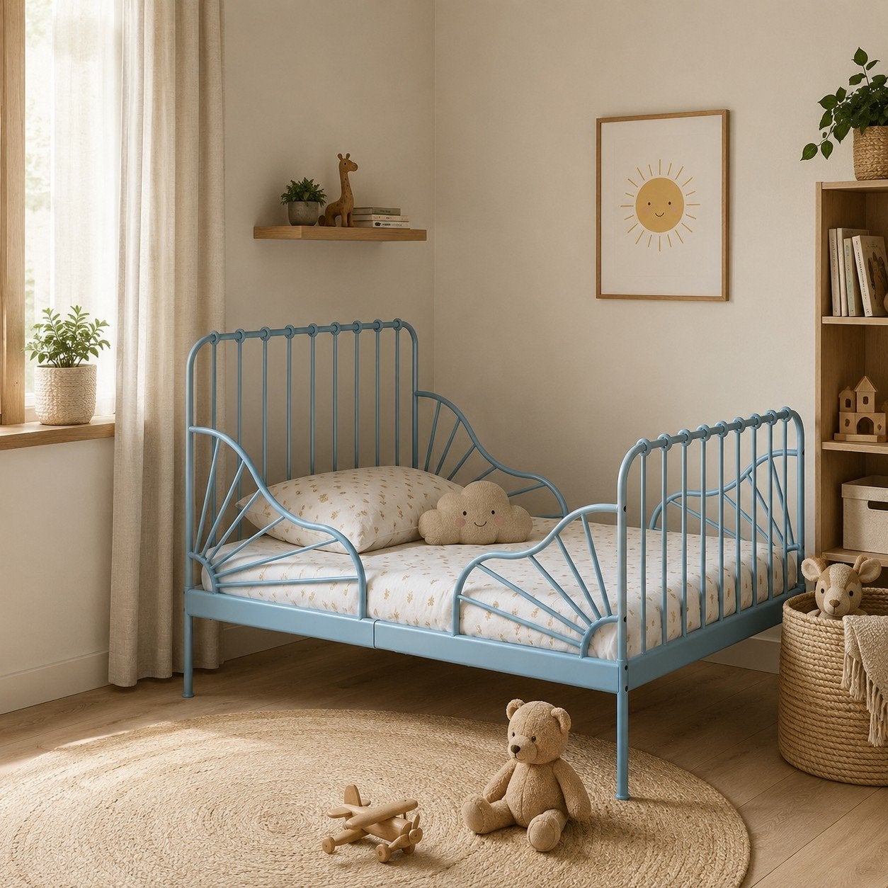 MINNEN Meegroeibed Ikea, nieuw!! (met matras&lattenbodem), Lattenbodem, 70 tot 85 cm, Ophalen of Verzenden, Zo goed als nieuw